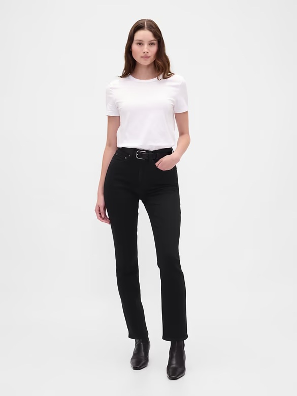 GAP High Rise Velvet Stride Wide-Leg Pants - Black Velvet 16S